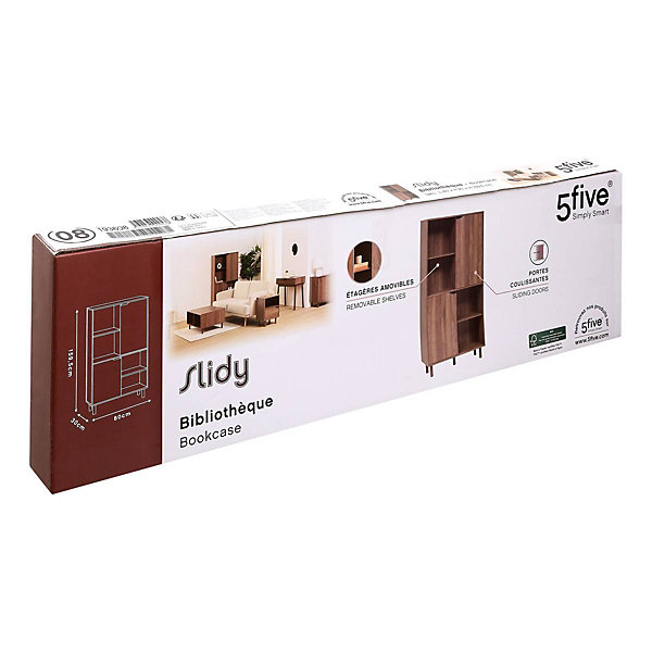 Bibliothèque 2 portes Slidy bois foncé - Marron- 5five