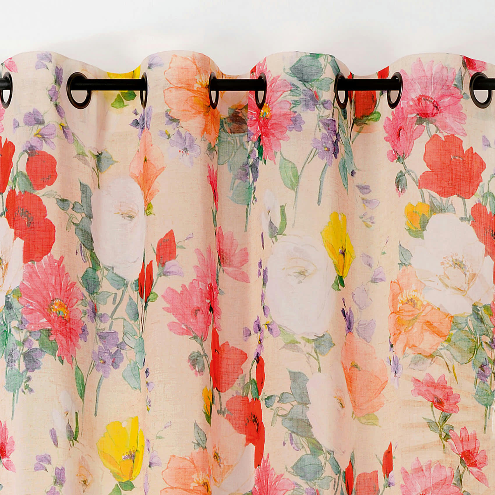 - Rideau d'ameublement coquelicot polyester rose clair 145x260 cm