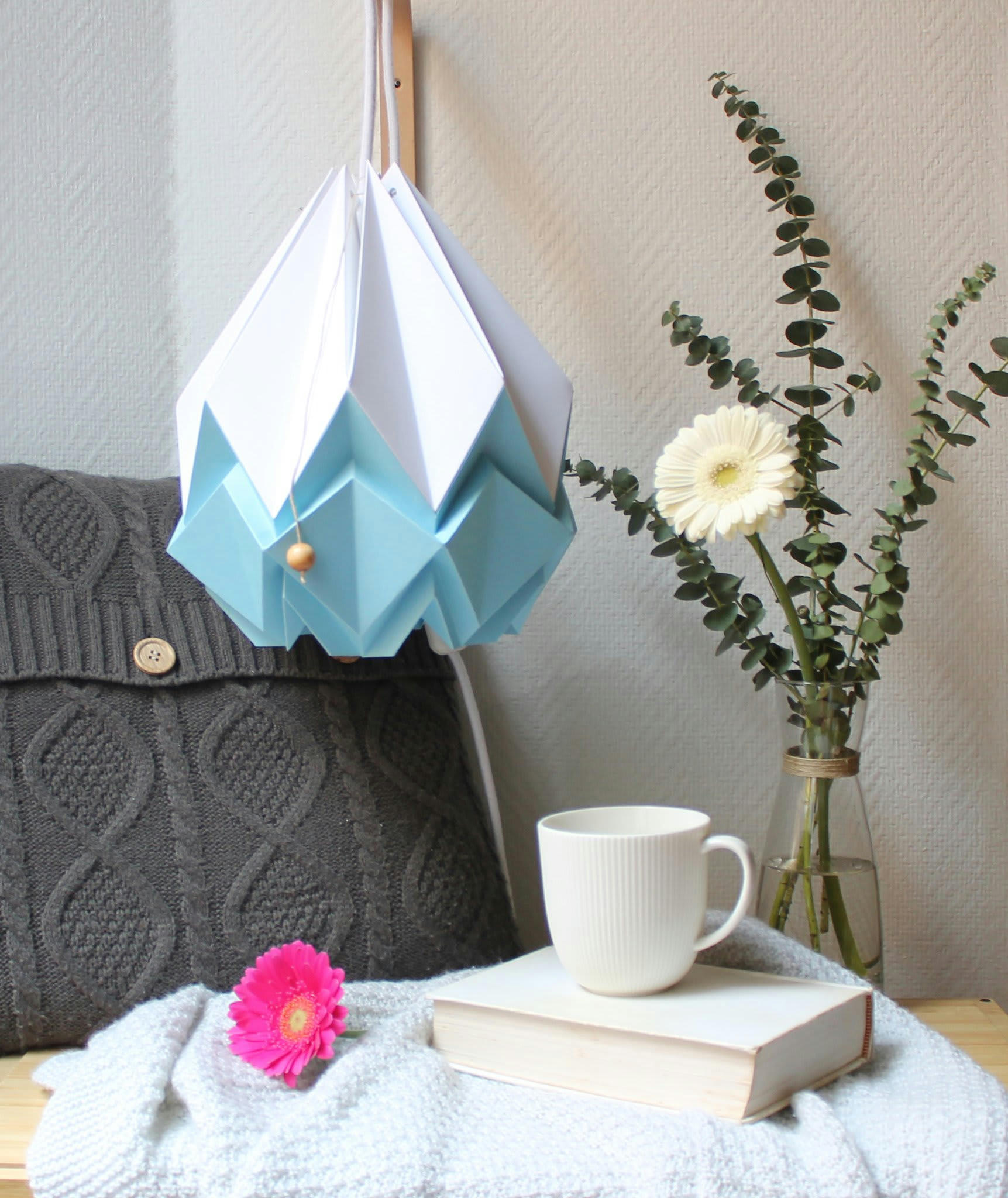 HANAHI - Suspension origami bicolore en papier taille M