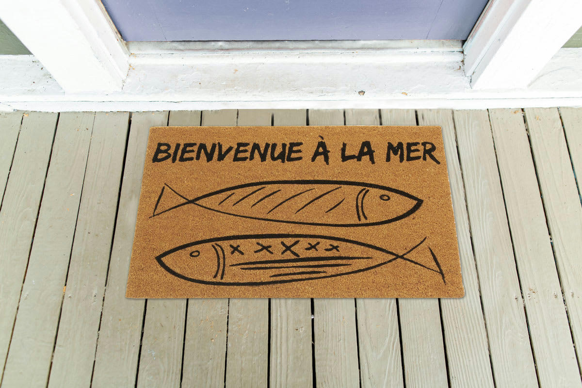 - Paillasson coco intérieur extérieur 75 x 45 cm poissons bienvenue à la