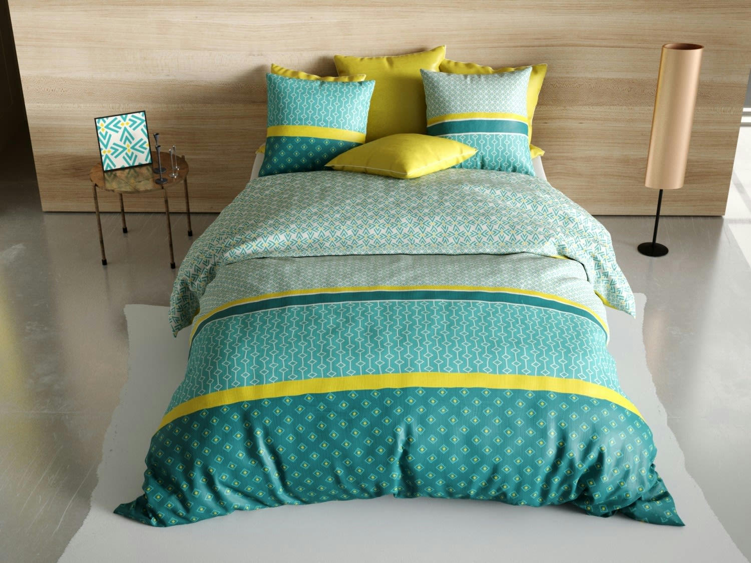 MALPHITE - Parure housse de couette coton vert 240x260 cm