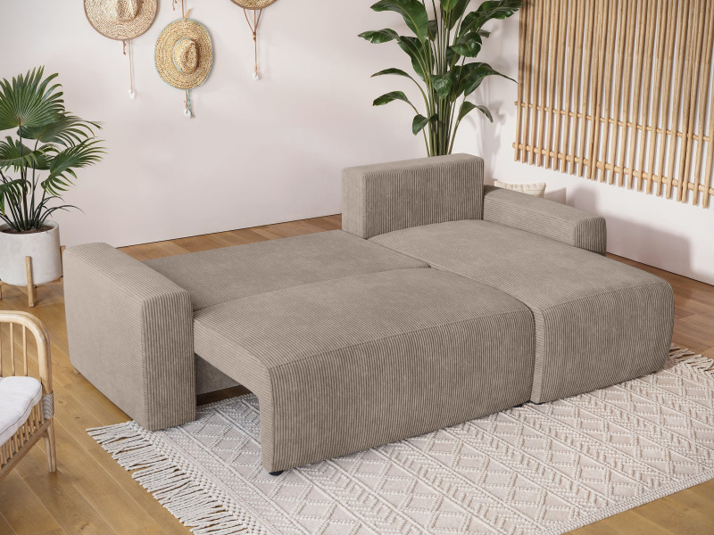 Narożnik uniwersalny PLUSH L z funkcją spania sztruksowy