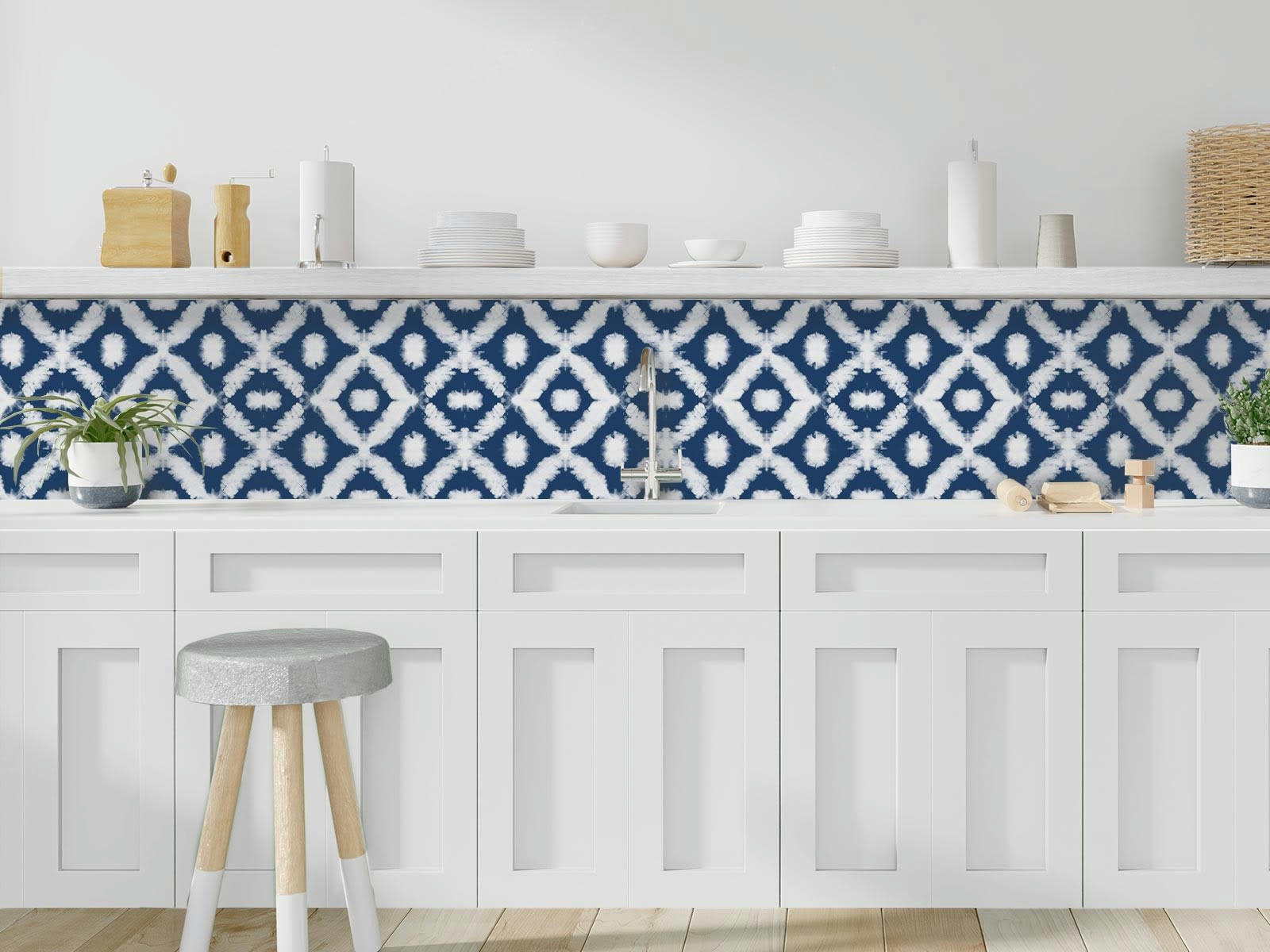 - Crédence adhésive shibori bleu cobalt 40cmx2m