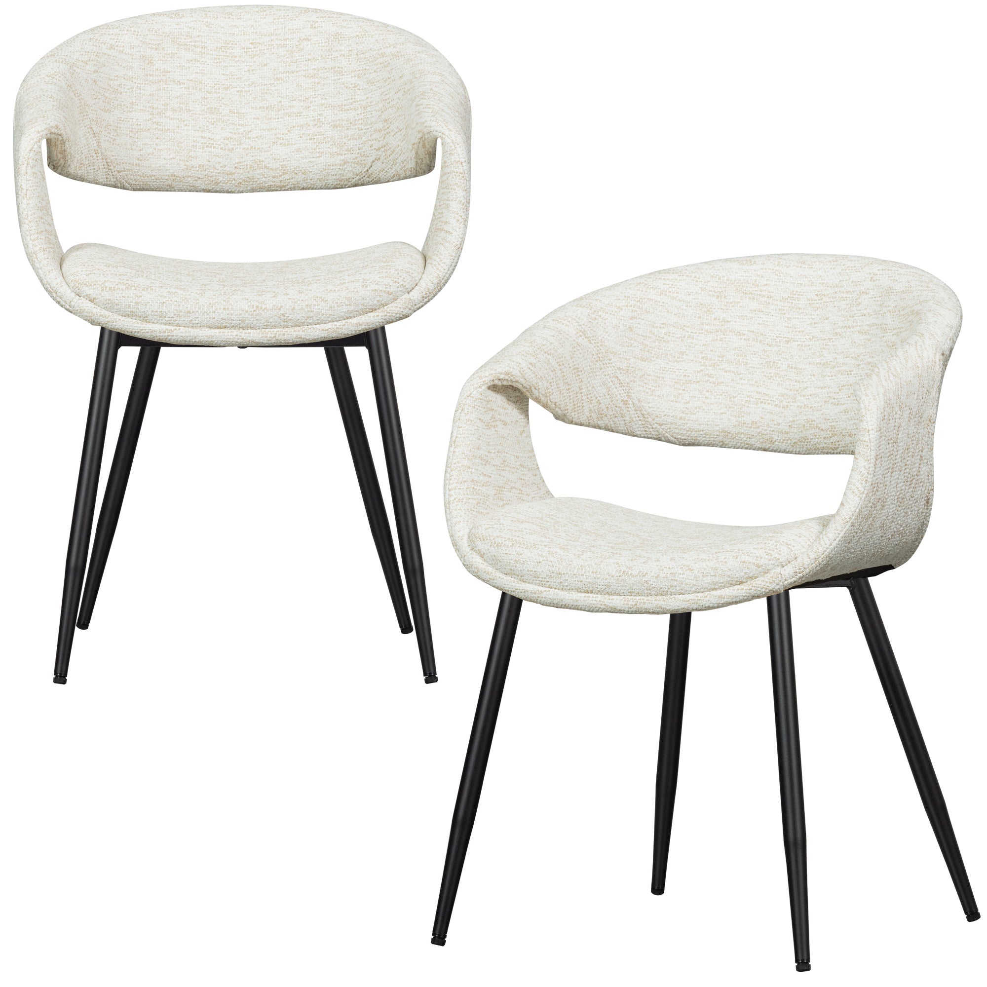 WOOOD eetkamerstoelen metalen zwarte poot Yossi - Naturel - Set van 2