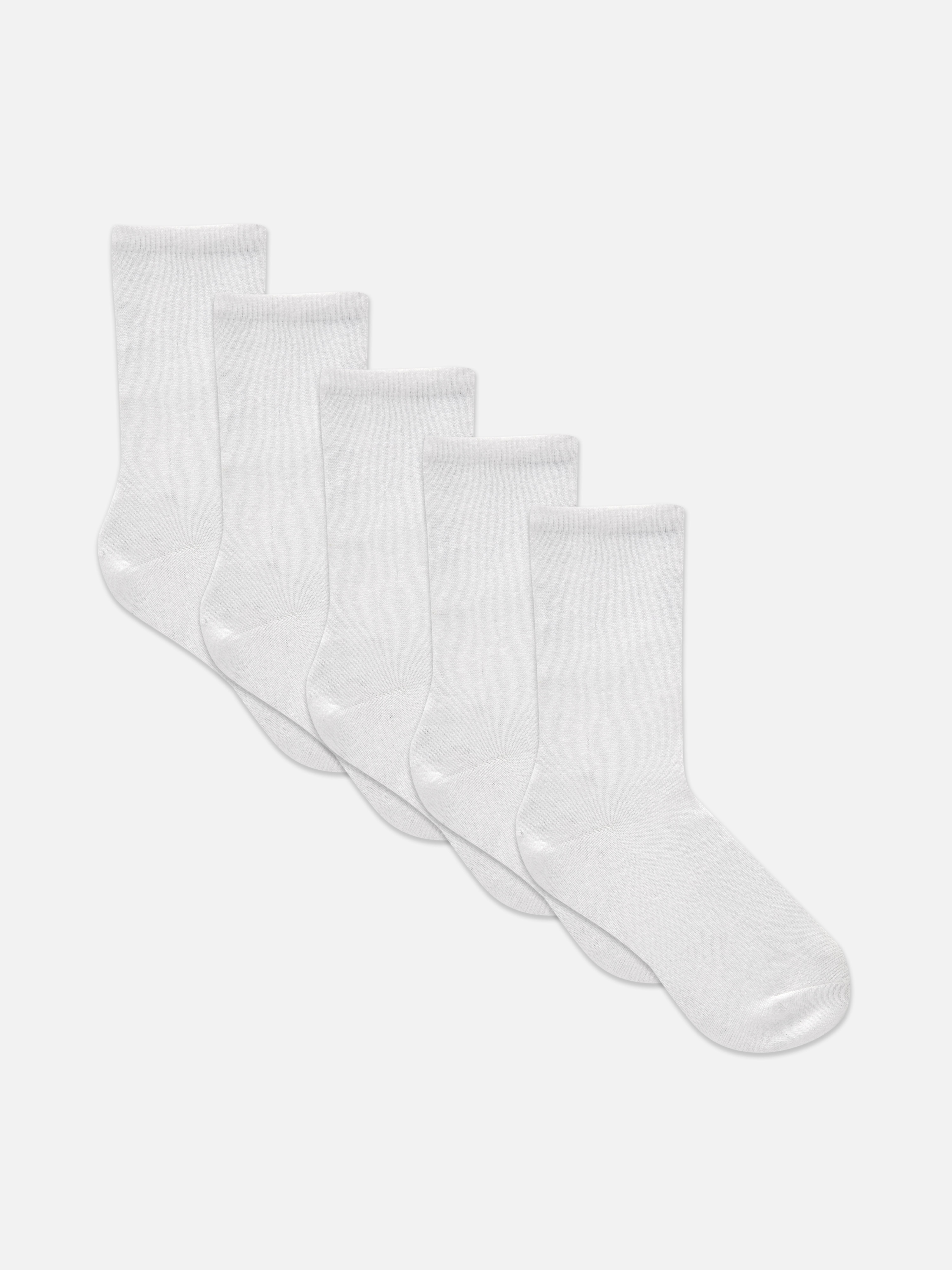 5pk White Crew Socks