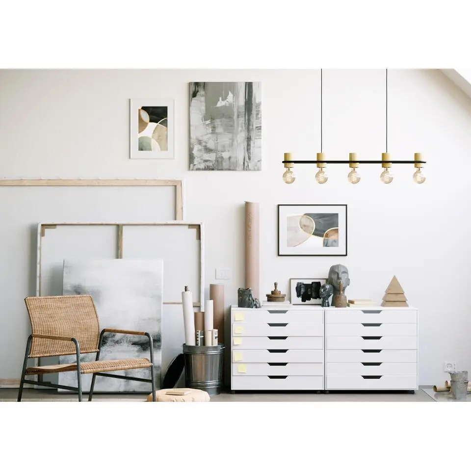 EGLOChieveleyHanglamp-E27-88,5cm-Zwart/Bruin