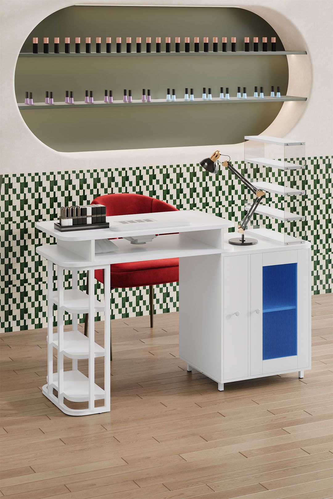 SHEONLY Professional Mobile Manicure Table with Built-in Dust Collector