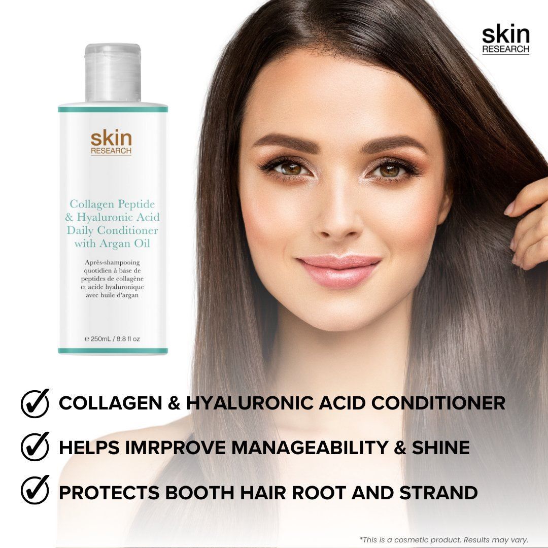 Skin Research Collagen Peptide & Hyaluronic Acid Daily Conditioner with Argan Oil 250ml for Firmness and Elasticity