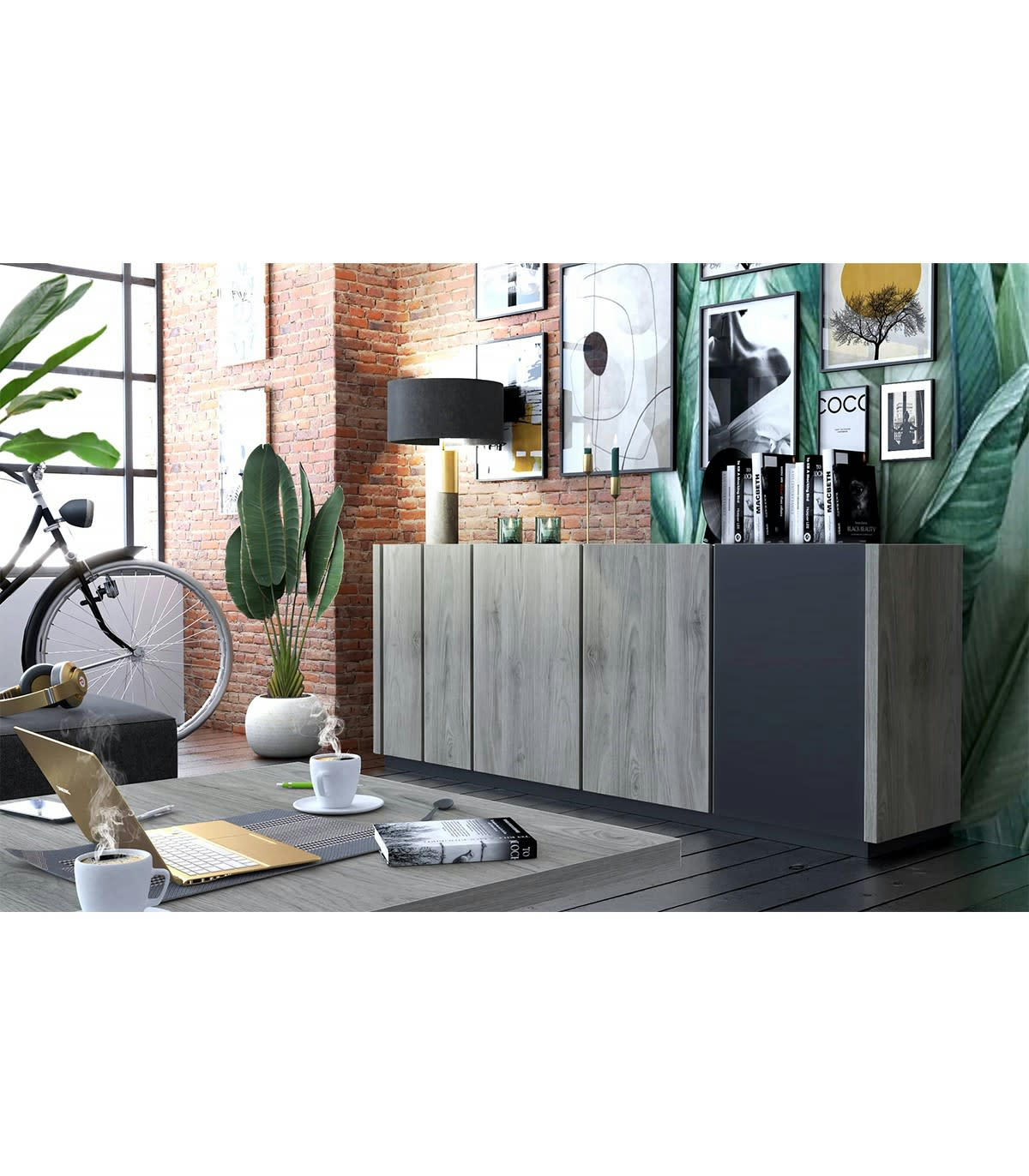 SNAPP - Buffet 4 portes style loft L220cm