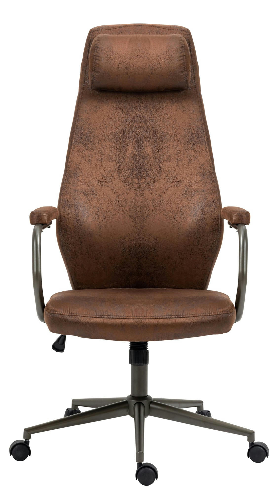 POCATELLO - Chaise bureau réglable pivotante en similicuir Cognac