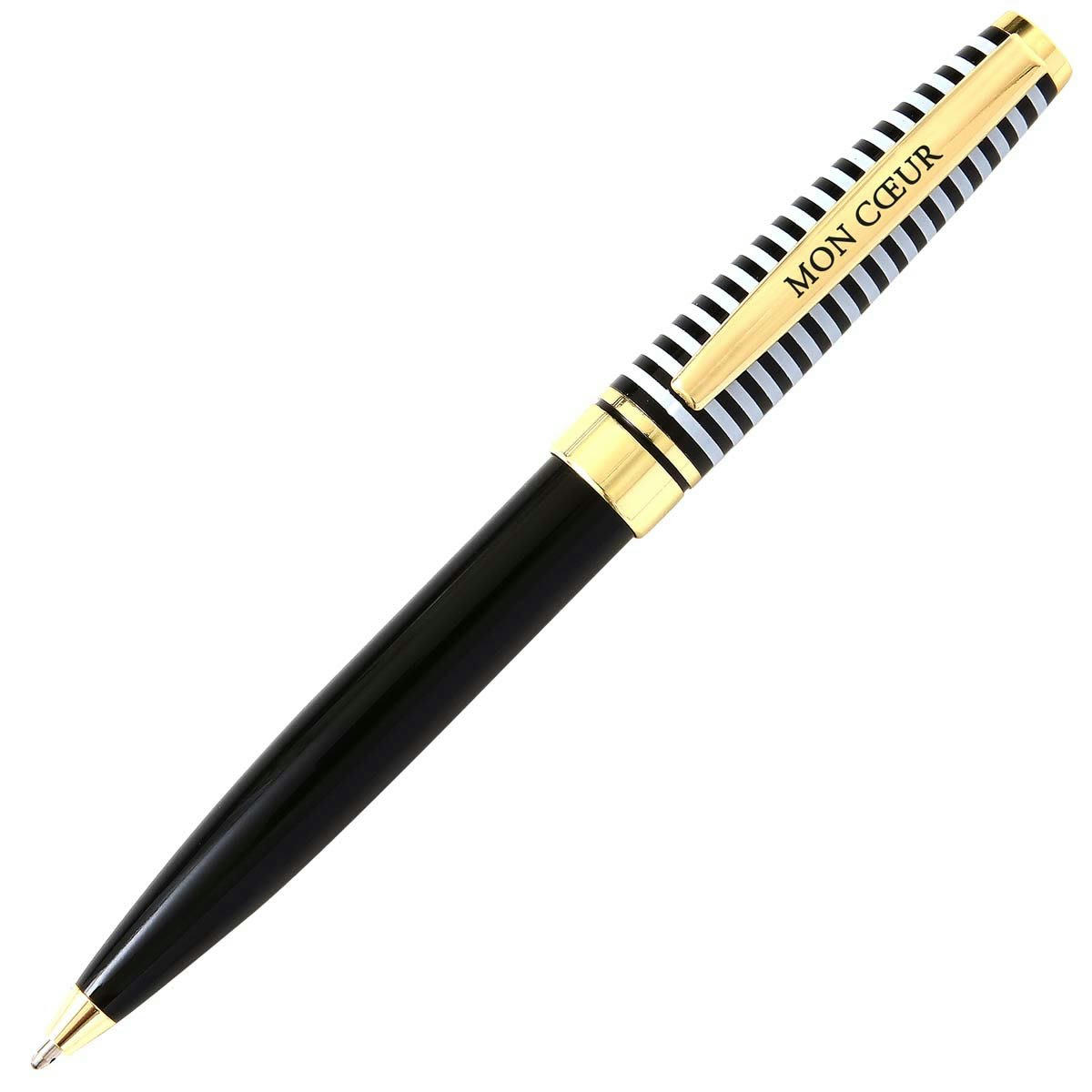 - Stylo bille noir rétractable mon coeur