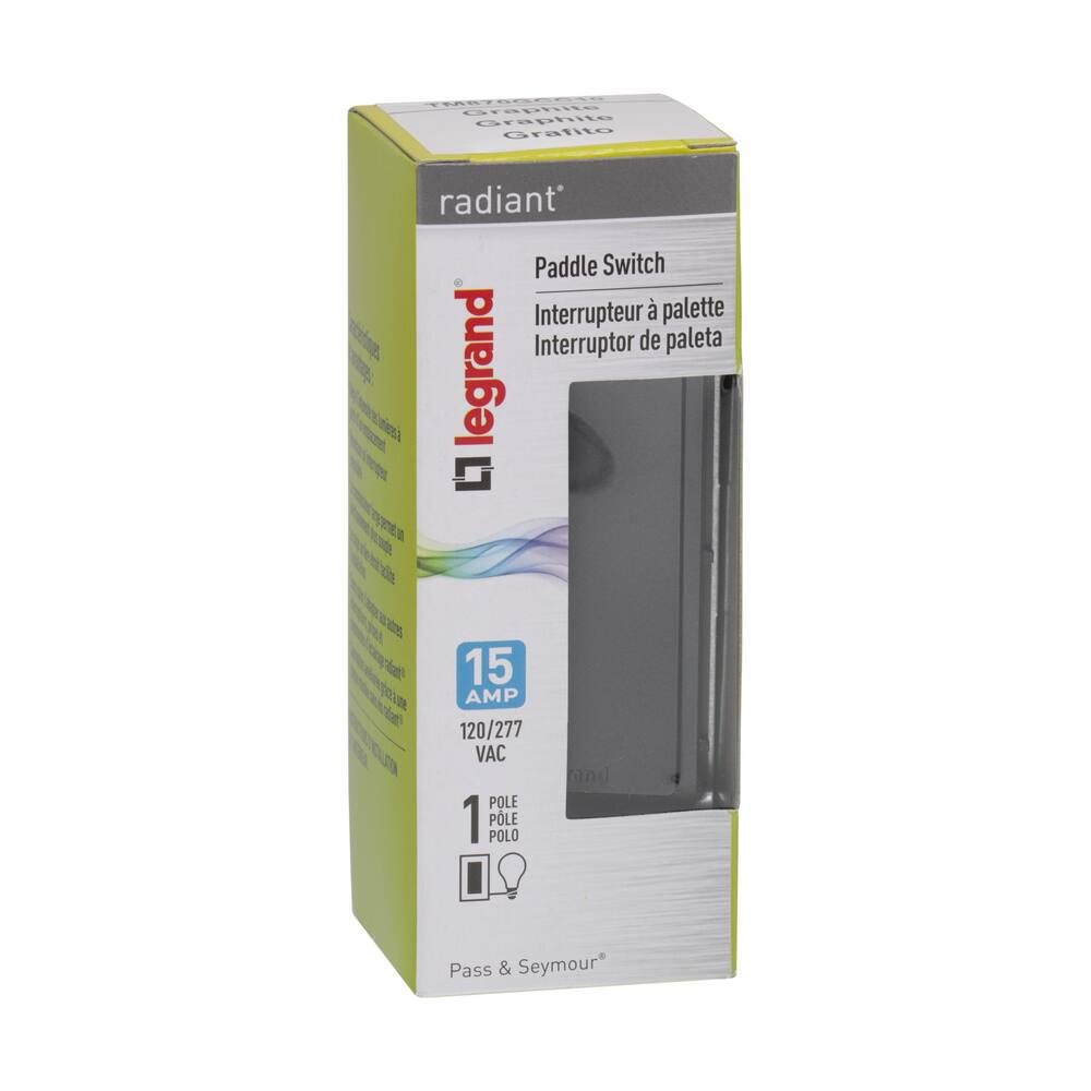 Legrand TM870GCC10 Radiant Single-Pole Switch, 15A, Graphite