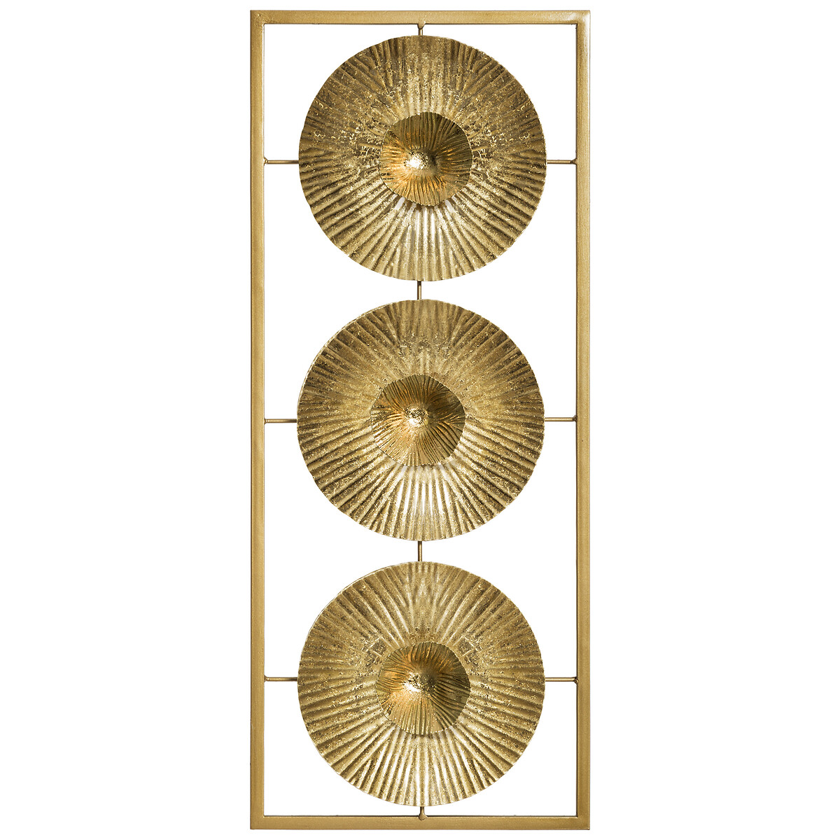 Quadro decorativo dourado em metal