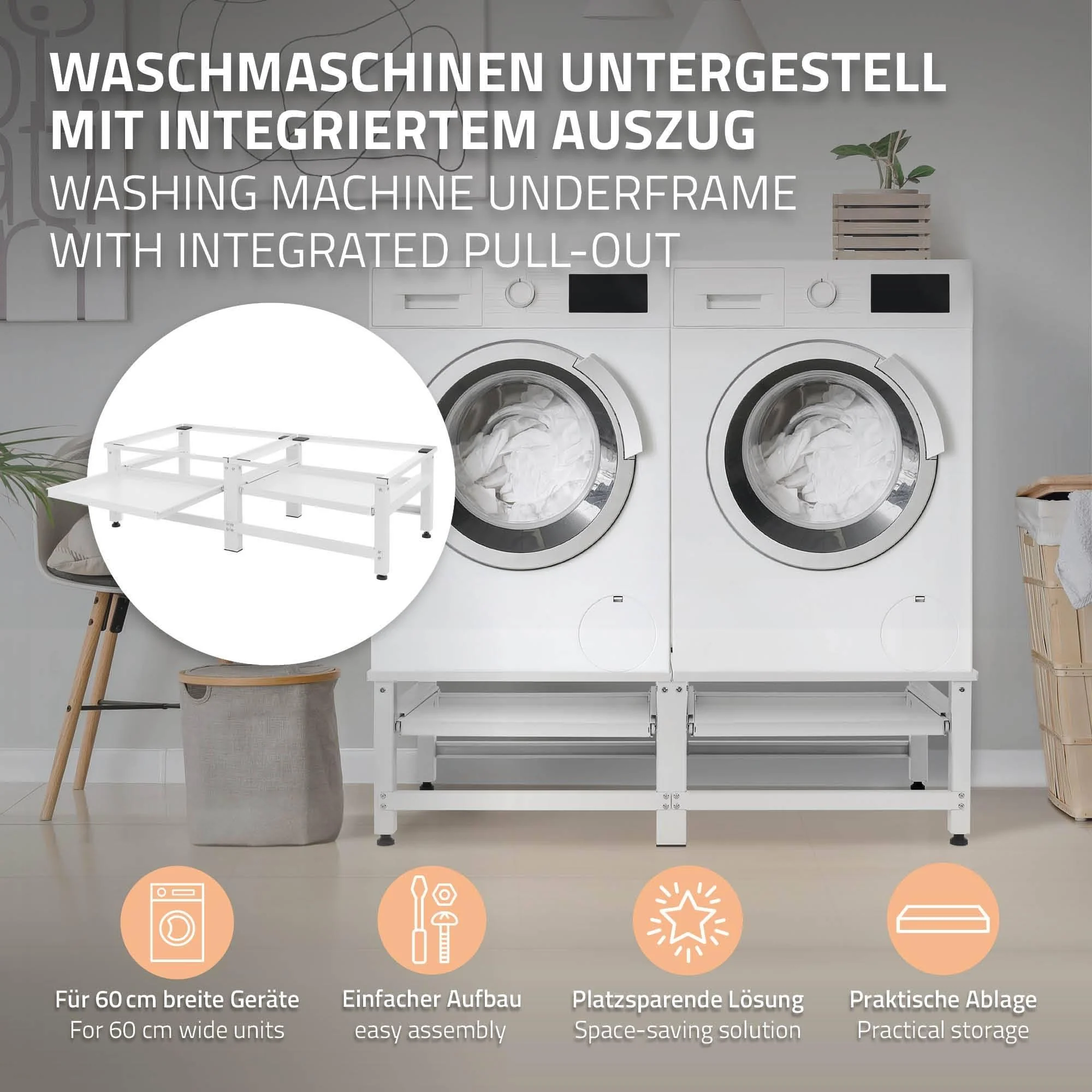 Set van 2 wasmachineonderstellen Cato uittrekbaar