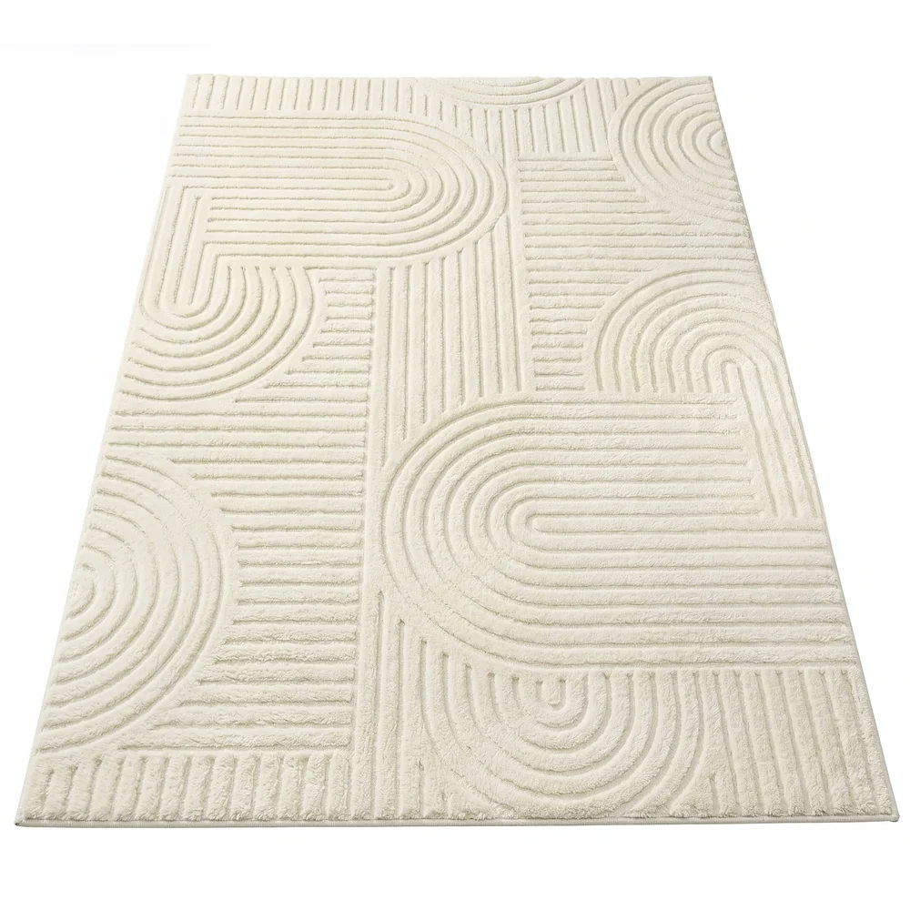 Tapis de salon géométrique à relief lavable