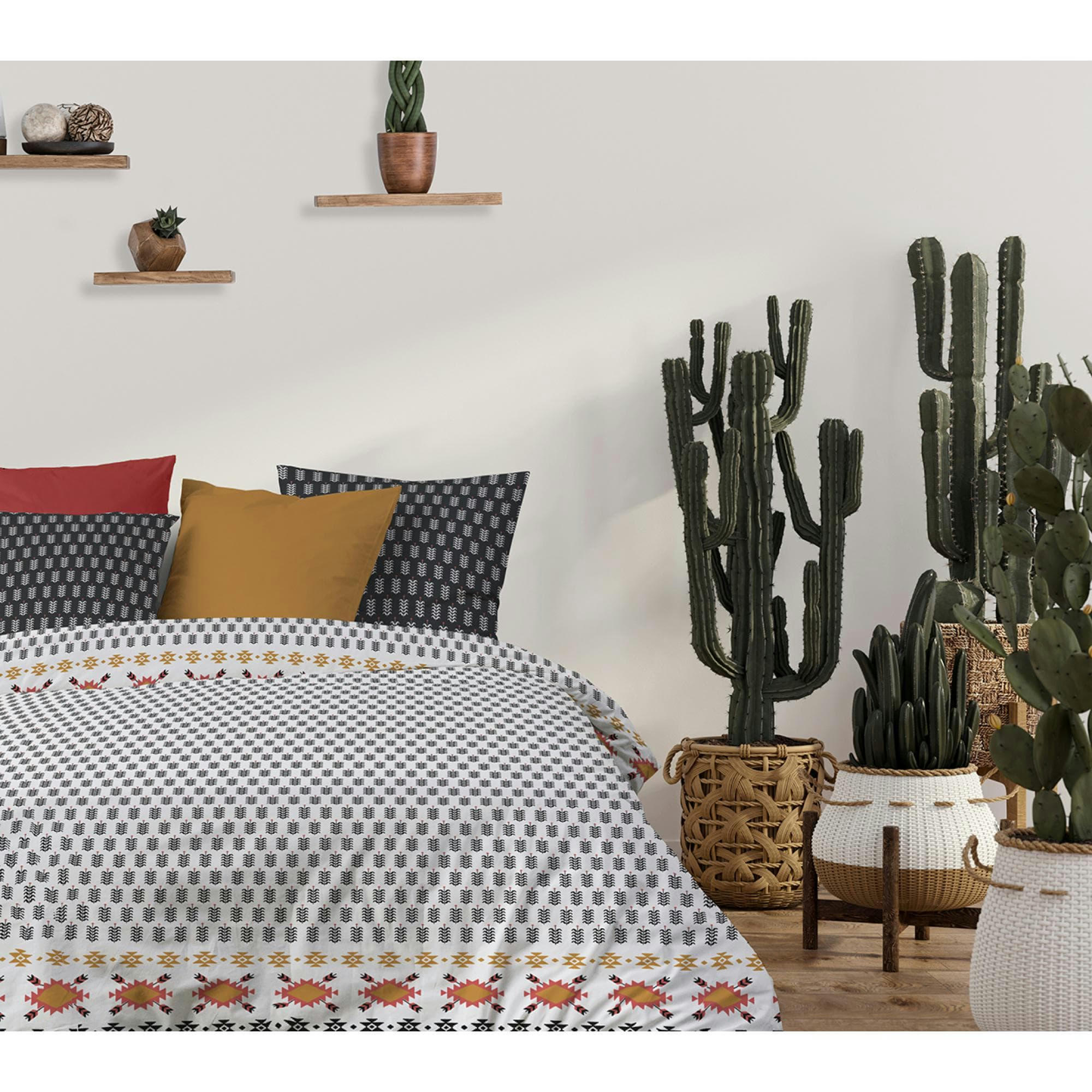 LOYA - Parure de lit 2 personnes  avec housse de couette et taies d'oreiller