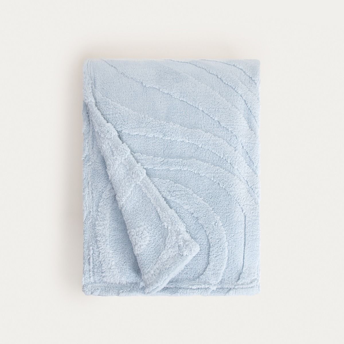 Koc RAUL puszysty ze strukturalnym wzorem błękitny 150x200cm