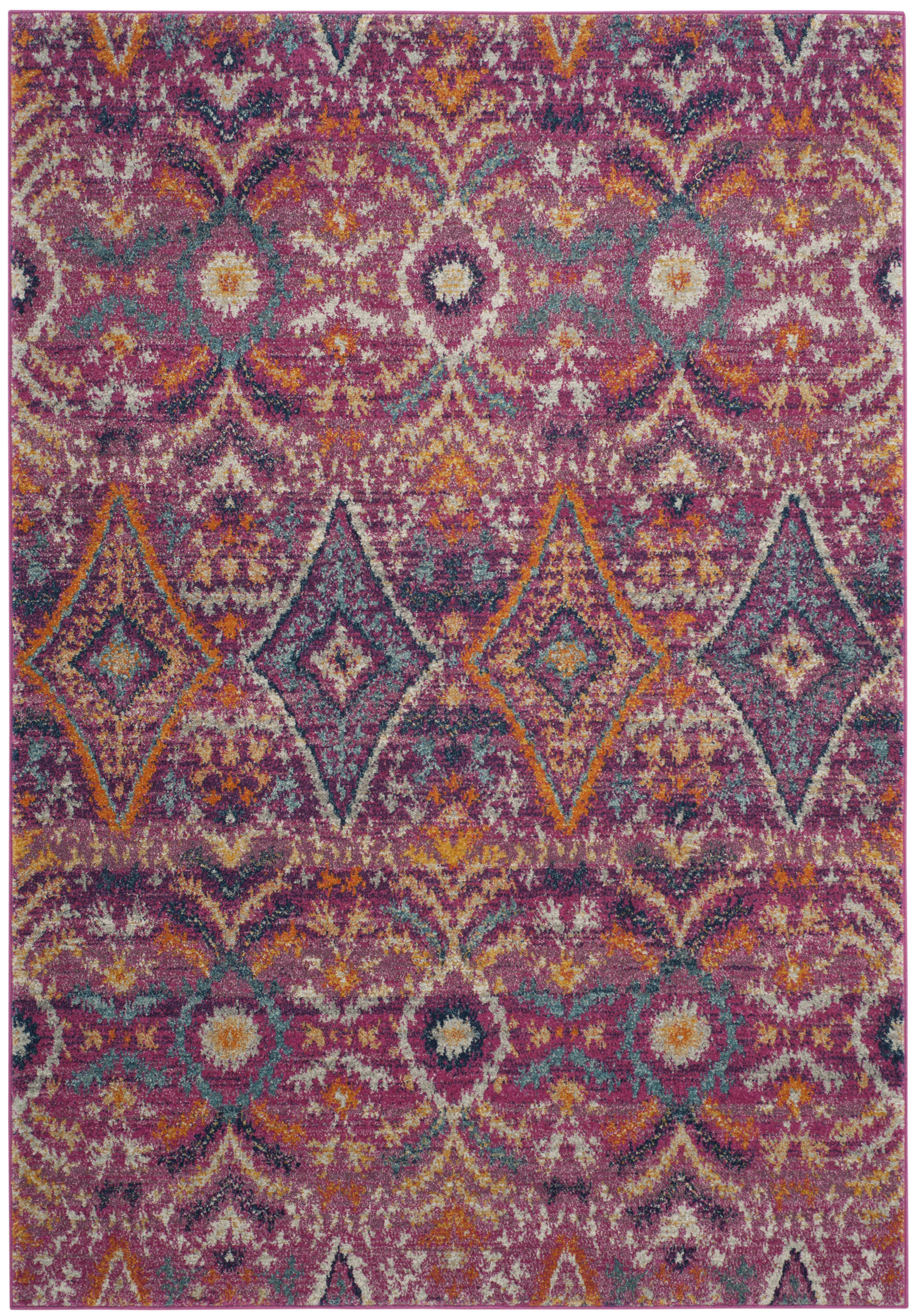 MADISON - Tapis de salon interieur en fuchsia & multi, 91 x 152 cm