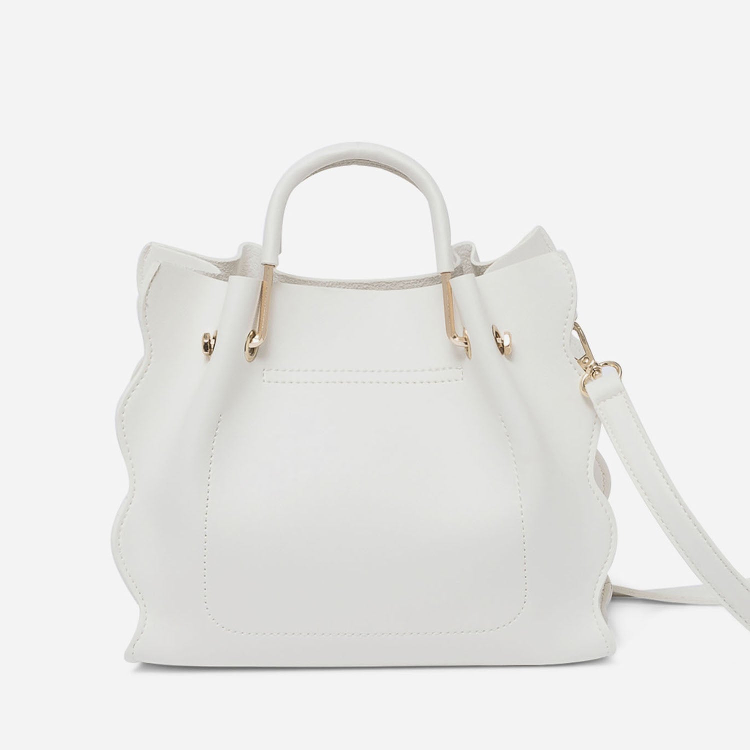 Sac à main blanc à ruban or