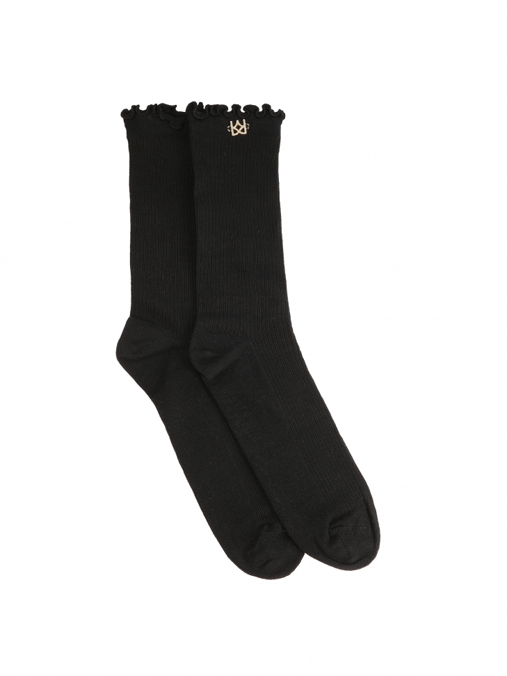 Black high socks decorated with a monogram
