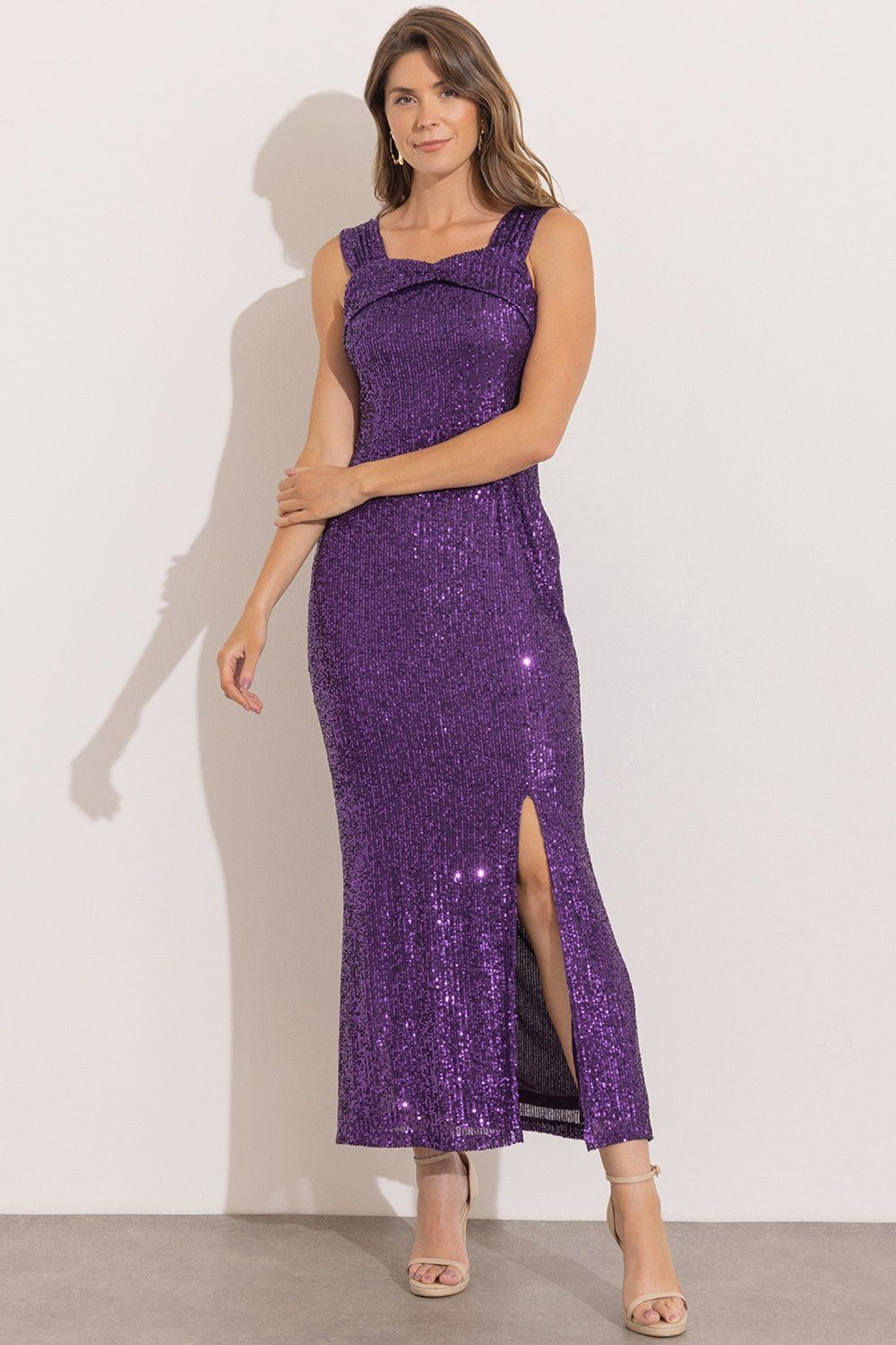Klass. Sequinned Mesh Maxi Dress