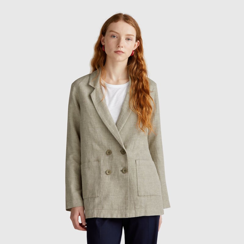 Double-breasted jacket in linen blend