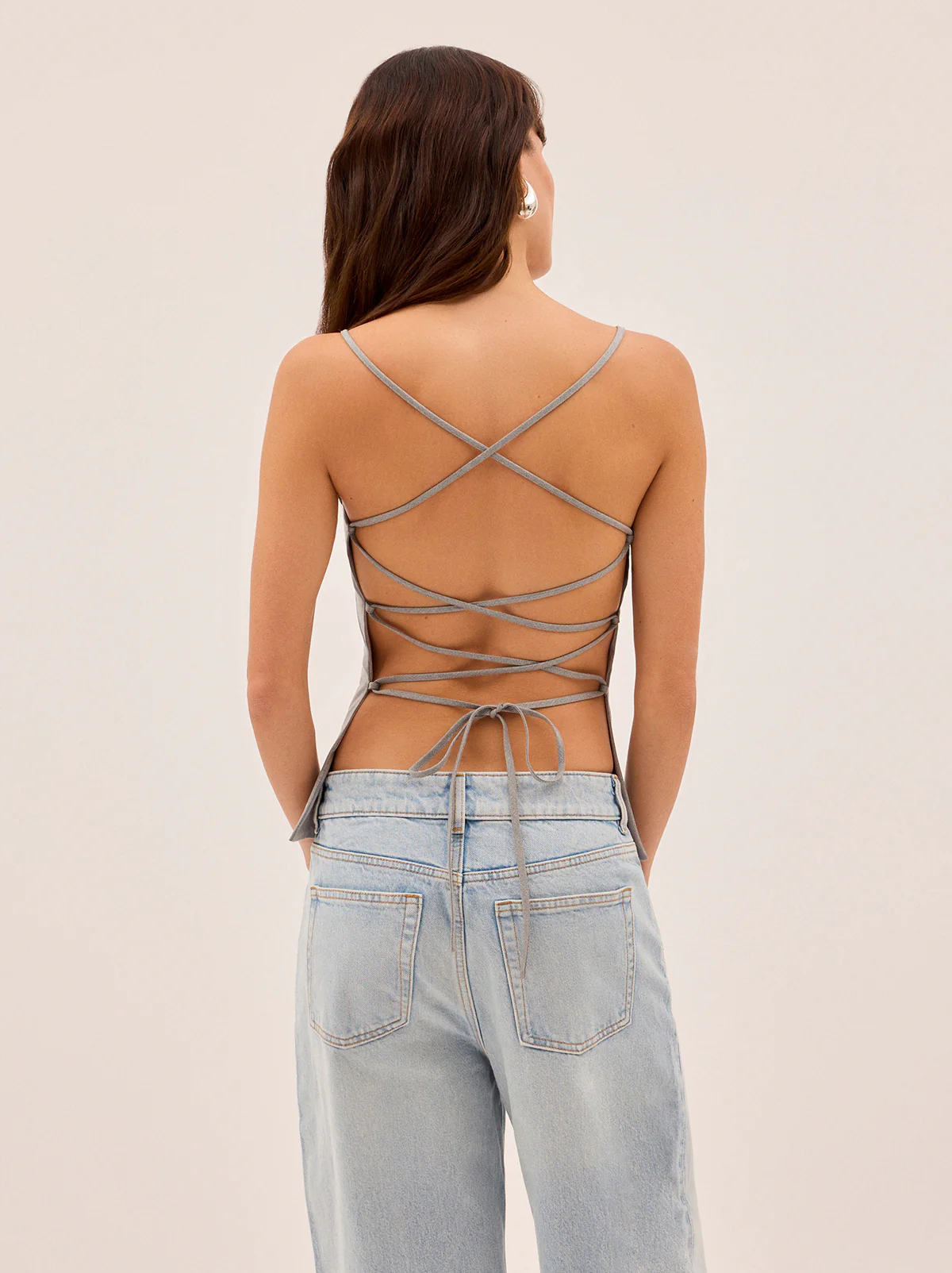 Josie Grey Tie Back Top