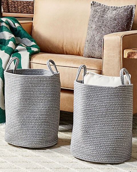 Lot de 2 paniers SARYK Coton Gris