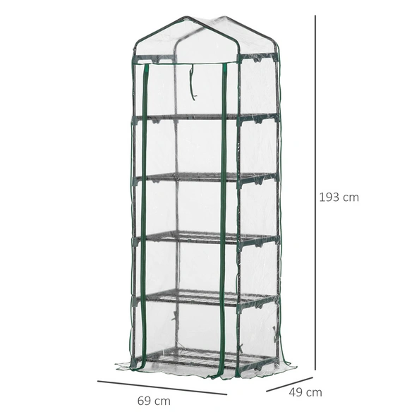 Mini-Gewächshaus, BxHxL: 49 x 193 x 69 cm, Stahl/PVC-Kunststoff