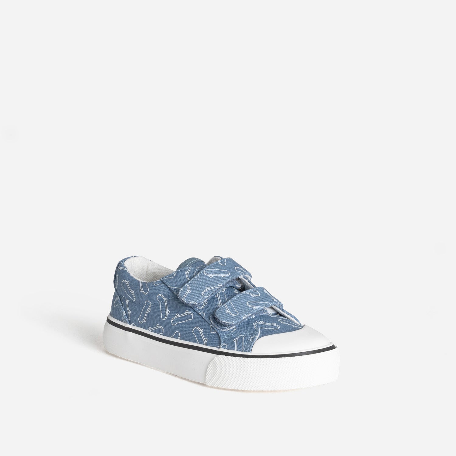 Tennis BUGGY bleue toile motif skates à scratchs