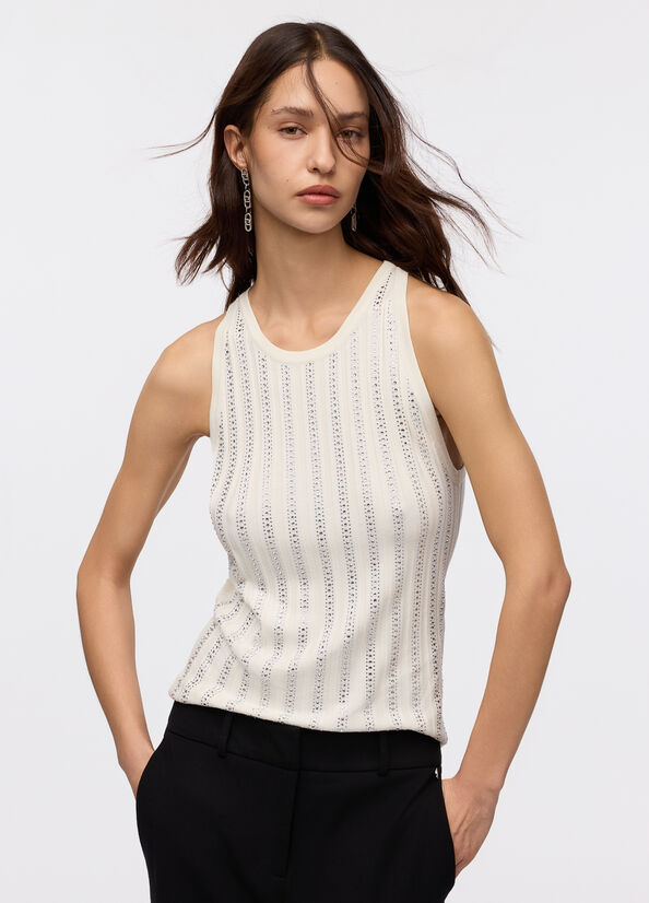 Top in maglia con strass