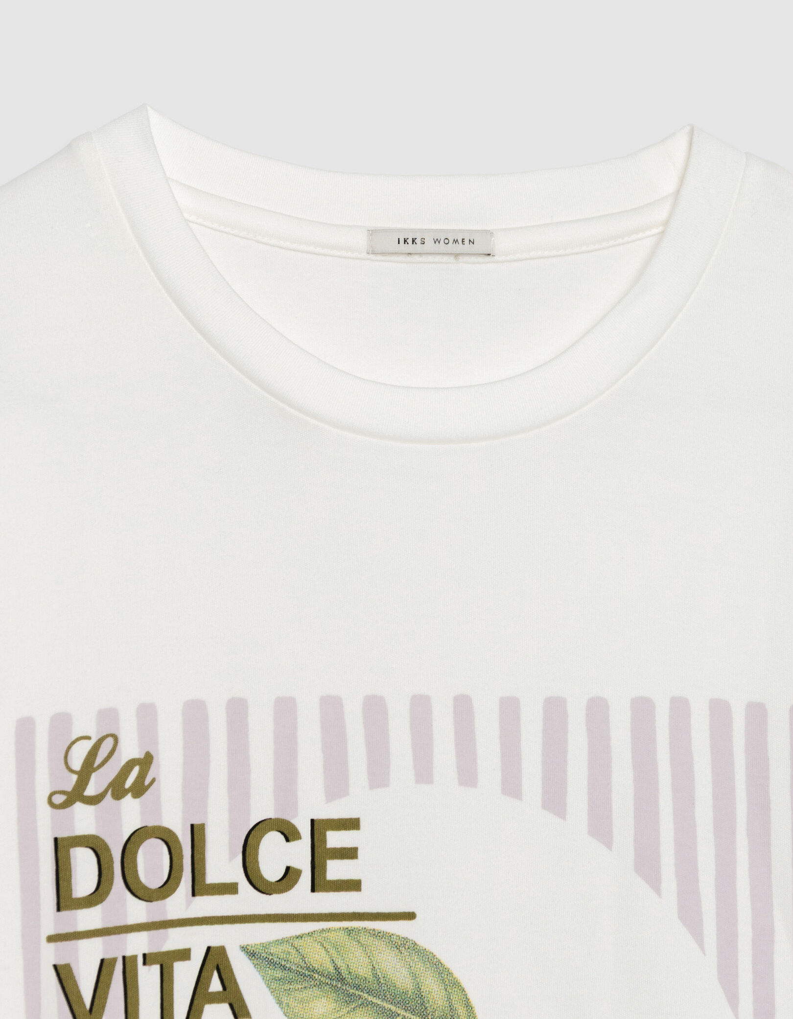 Tee-shirt col rond blanc coton bio visuel citrons Femme