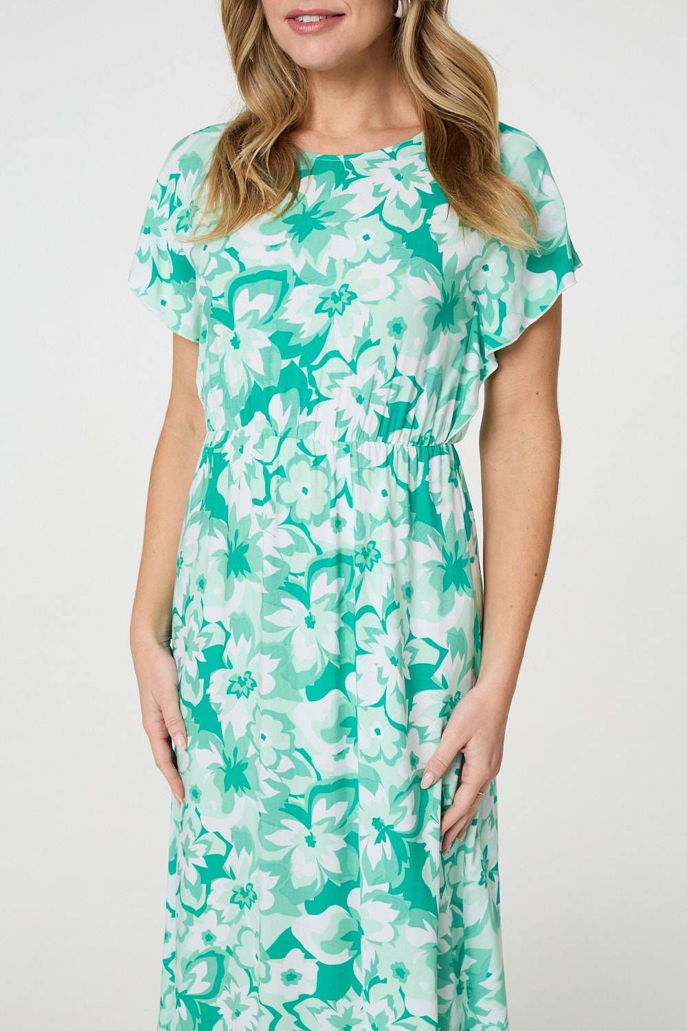 Izabel London Floral Short Sleeve Maxi Dress