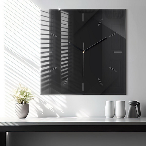 Horloge murale Wallfluent 60x60 cm Aiguilles noires Motif mur sombre 1 pcs