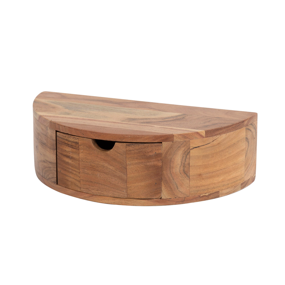 Giga Meubel Nachtkastje Curve - Naturel Acaciahout - 40x20x12cm