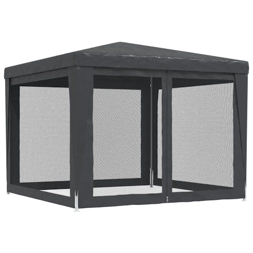 NNEVL Party Tent with 4 Mesh Sidewalls Anthracite 3x3 m HDPE