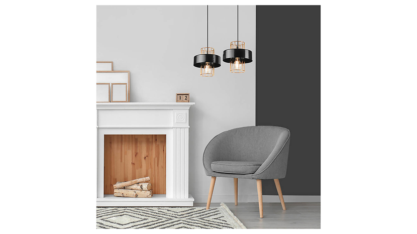 Lampa wisząca Joy 2-punktowa metalowa czarno-złota