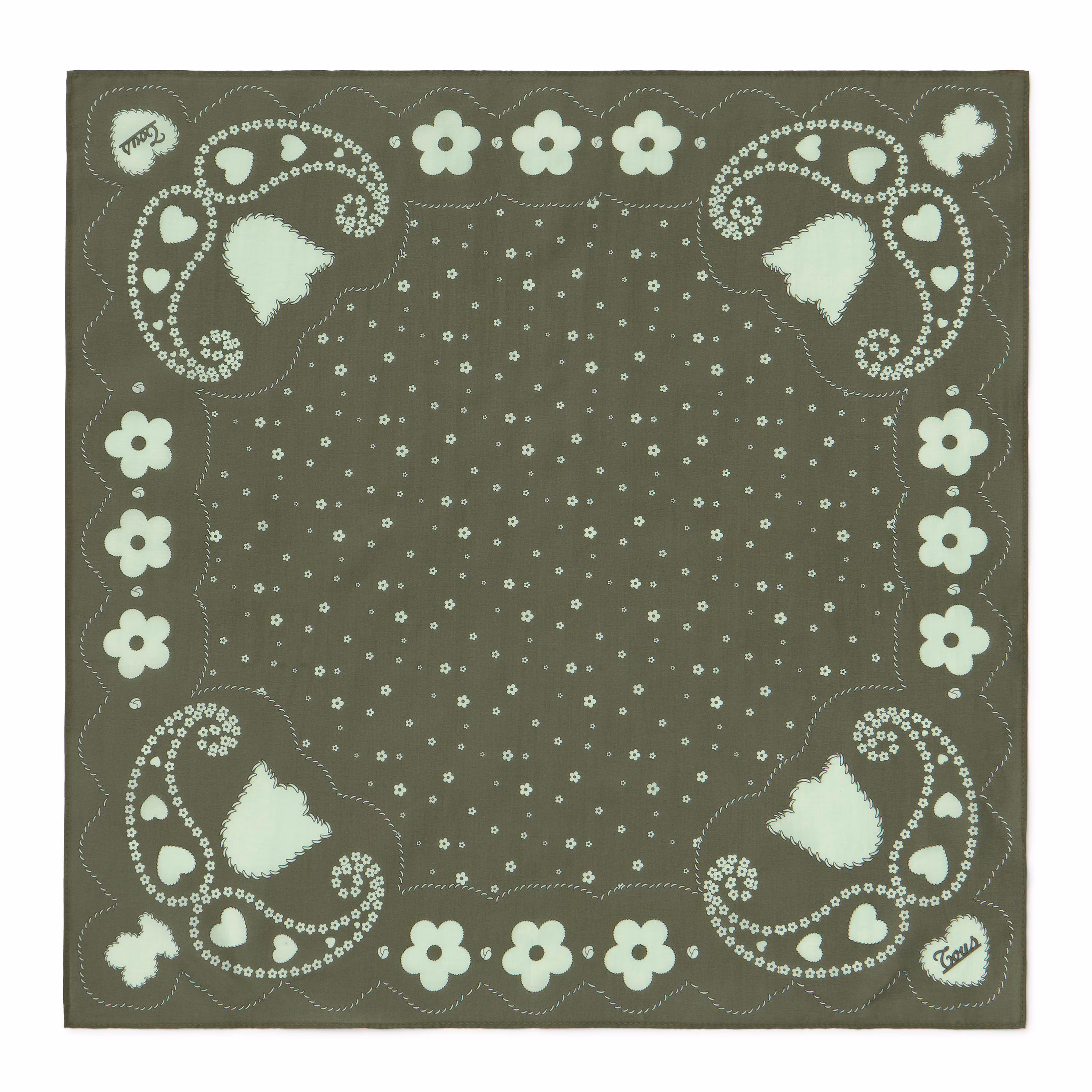 Pañuelo cuadrado caqui TOUS Motifs Paisley