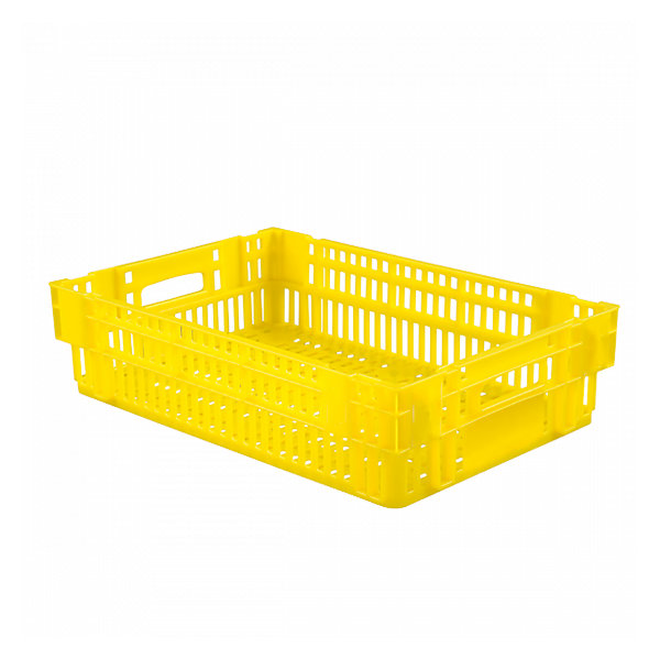 Caisse ajourée empilable emboitable 600 x 400 x 146 mm - 27 L - jaune
