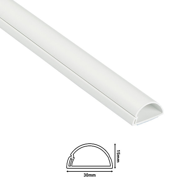 Kit moulure semi-circulaire D-Line 30 x 15 mm blanc avec accessoires, lot de 3