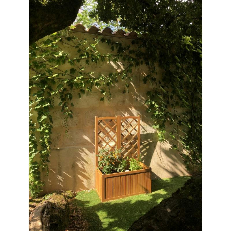 MIRI - Jardinière avec treillis  en bois d'acacia 43,5x87x130 cm