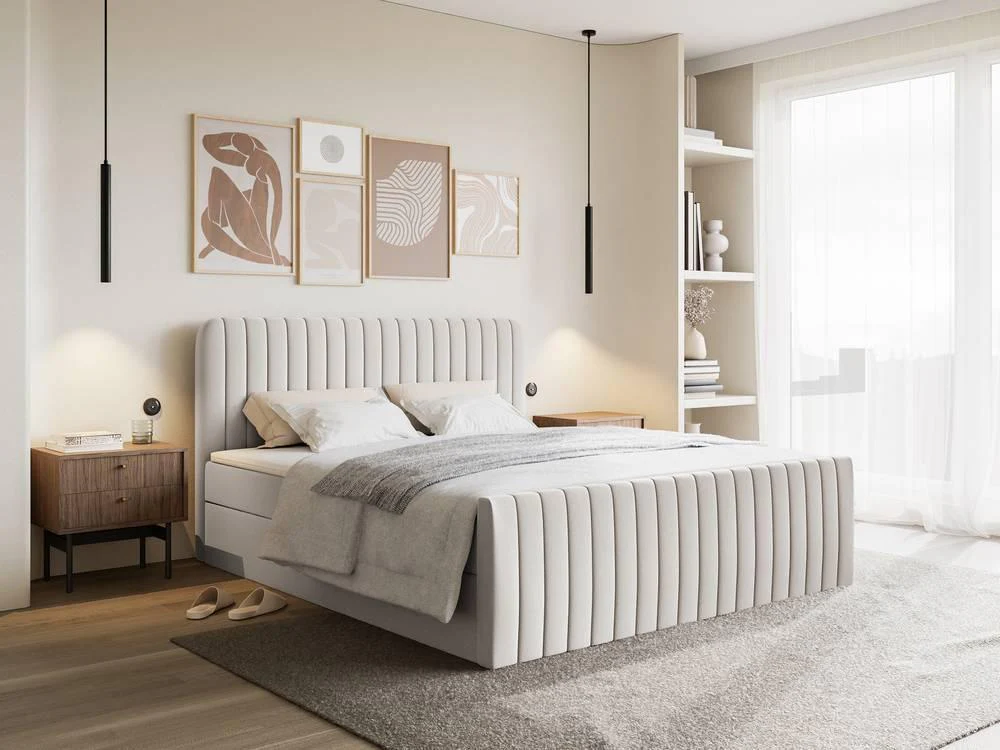 Boxspring Adrien chenille met opbergruimte 200x200