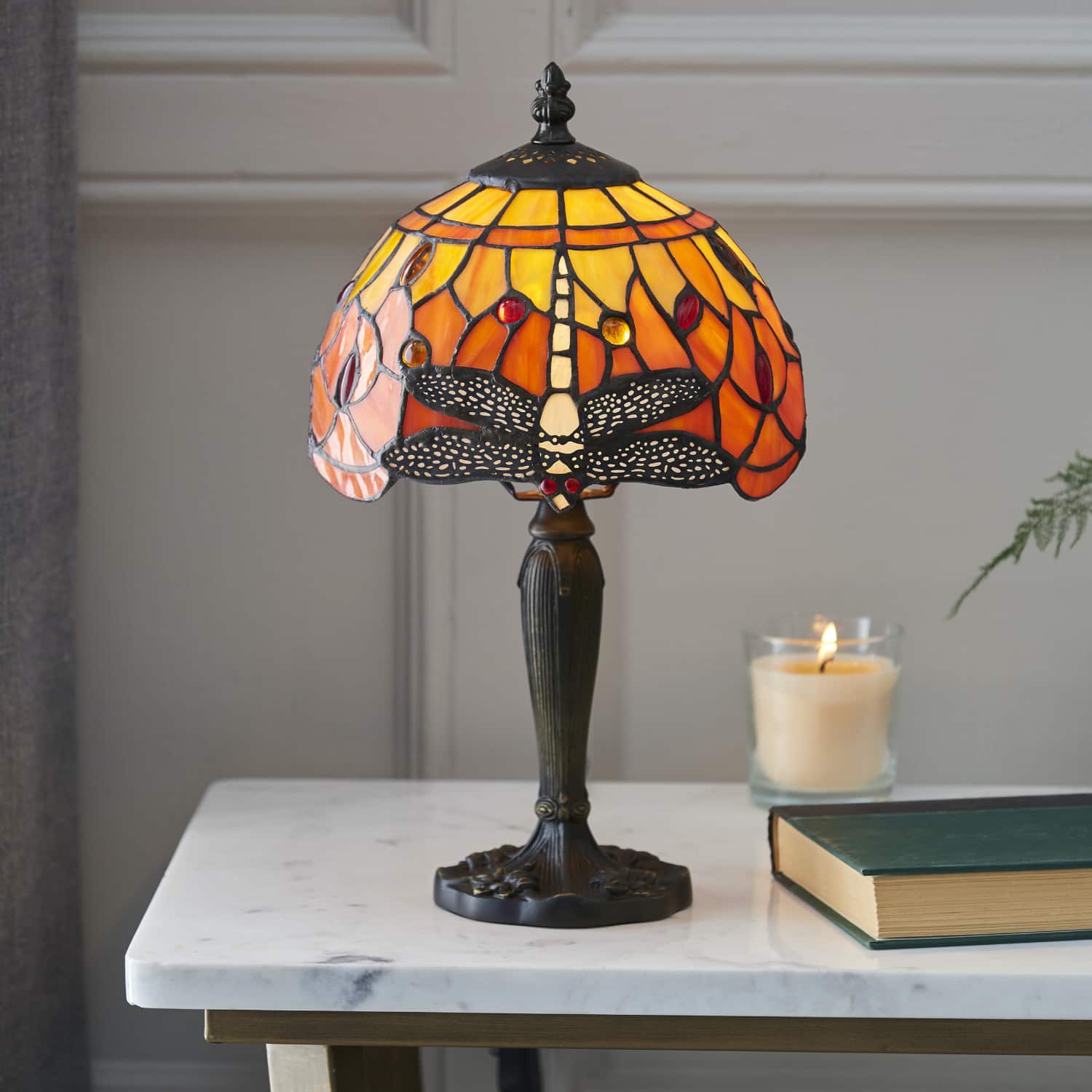 Abat Jour Tiffany Art Nouveau with Dragonflies, 20cm