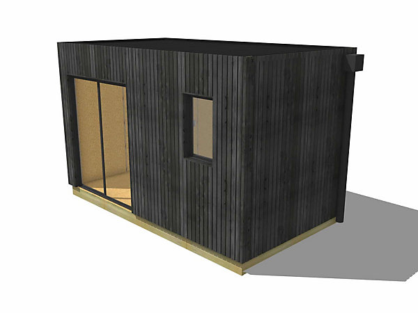 Bureau de jardin 4 saisons en bois 4,4 x 2,4 x 2,7 m / isolation RE2020 avec plancher isolé / menuiseries alu k-line