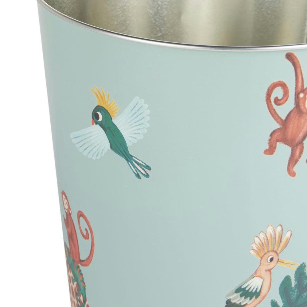 - Corbeille en métal imprimé jungle bleu vert et terracotta