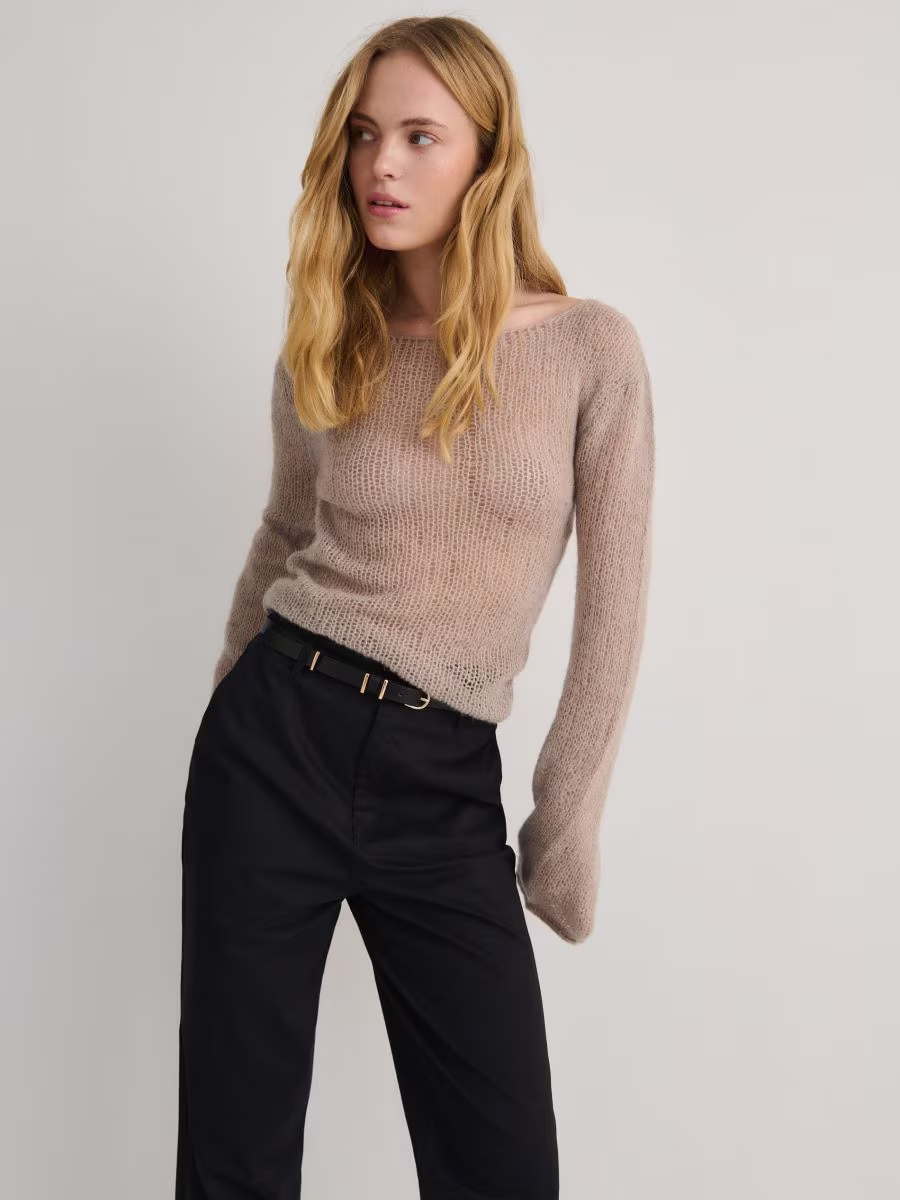 Trousers With Tie Waist Belt