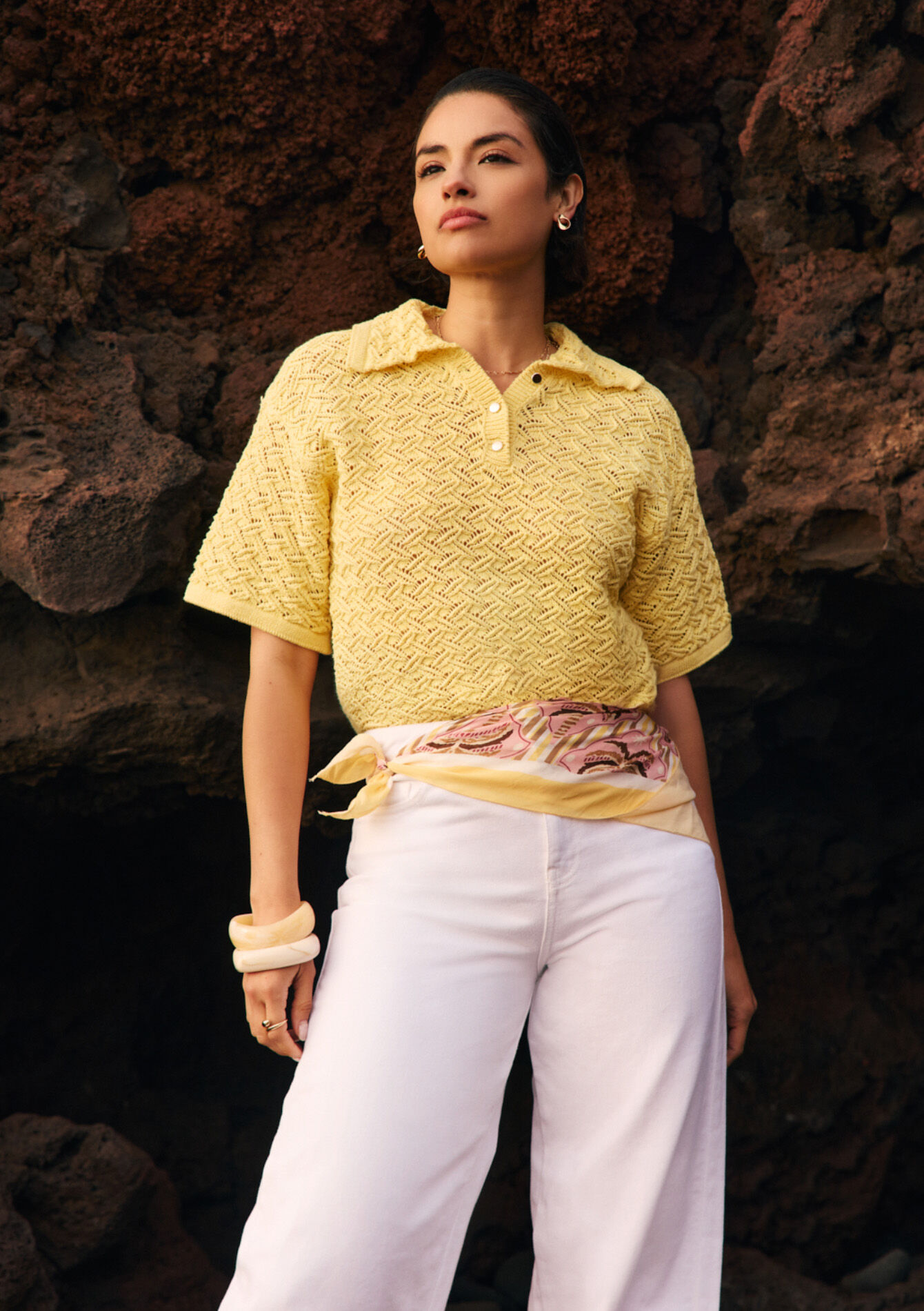 Gebreide polo met structuur