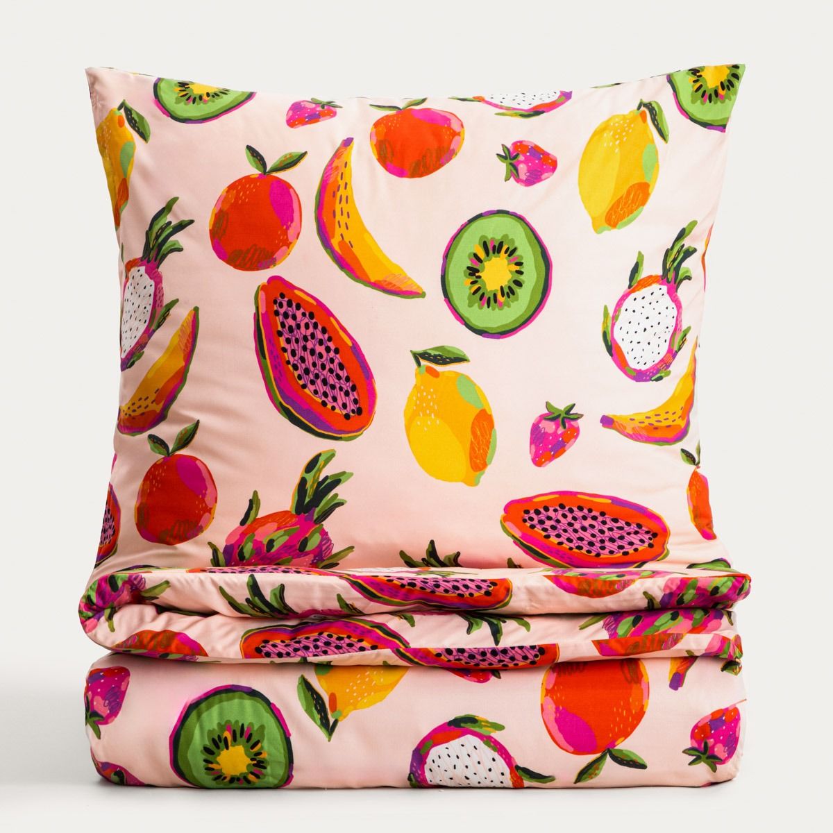 Pościel FRUTTI z mikrofibry w owoce 160x200   2*70x80 cm