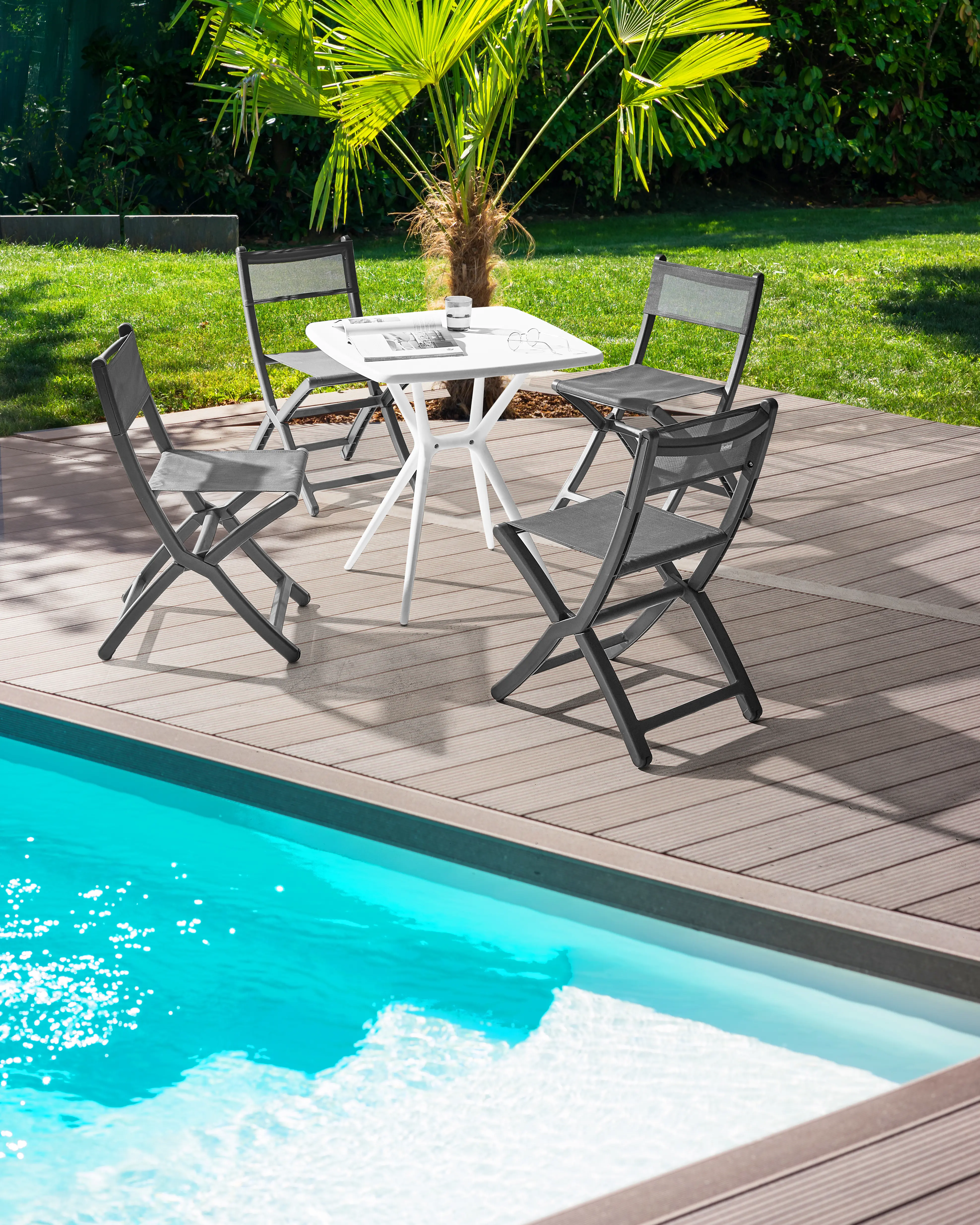 Set of 4 Garden Chairs TALCA Dark Grey