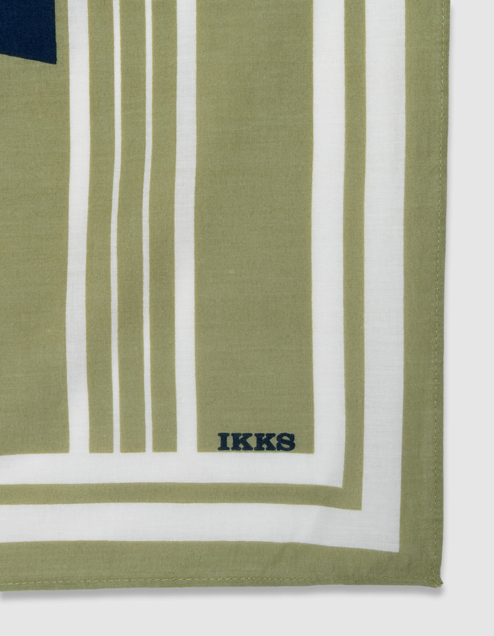Foulard carré vert coton bio rayé à message Femme